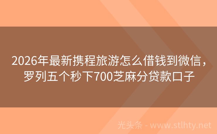 2026年最新携程旅游怎么借钱到微信，罗列五个秒下700芝麻分贷款口子