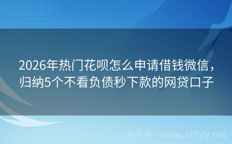 2026年热门花呗怎么申请借钱微信，归纳5个不看负债秒下款的网贷口子