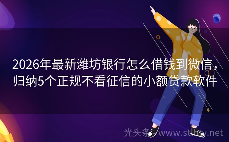 2026年最新潍坊银行怎么借钱到微信，归纳5个正规不看征信的小额贷款软件