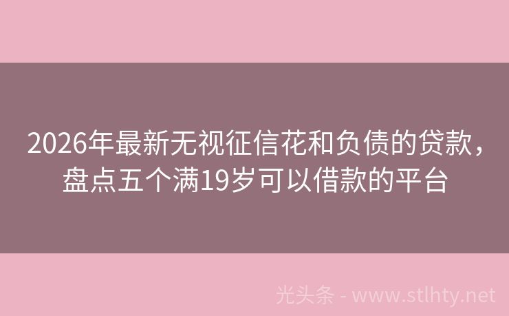 2026年最新无视征信花和负债的贷款，盘点五个满19岁可以借款的平台