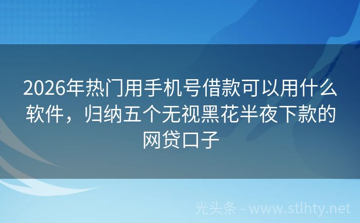 2026年热门用手机号借款可以用什么软件，归纳五个无视黑花半夜下款的网贷口子