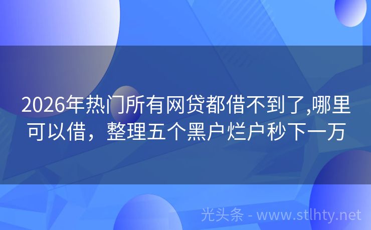 2026年热门所有网贷都借不到了,哪里可以借，整理五个黑户烂户秒下一万