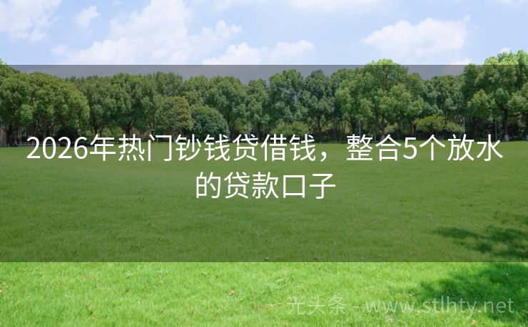 2026年热门钞钱贷借钱，整合5个放水的贷款口子