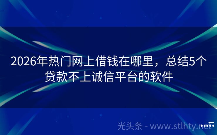 2026年热门网上借钱在哪里，总结5个贷款不上诚信平台的软件