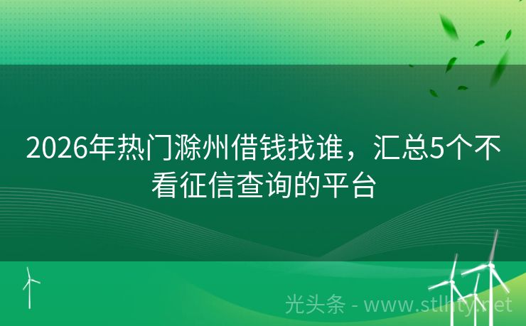 2026年热门滁州借钱找谁，汇总5个不看征信查询的平台
