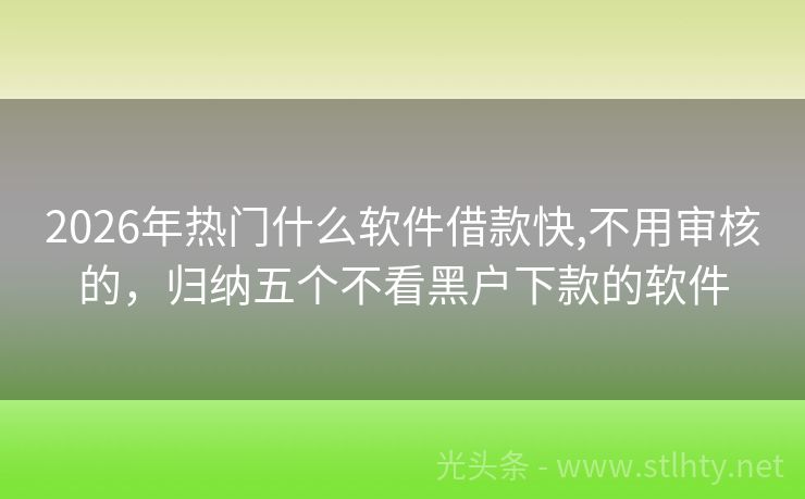2026年热门什么软件借款快,不用审核的，归纳五个不看黑户下款的软件