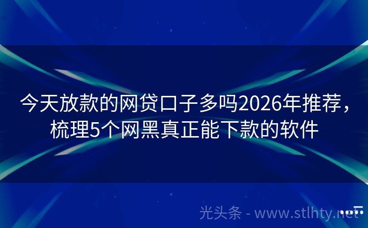 今天放款的网贷口子多吗2026年推荐，梳理5个网黑真正能下款的软件