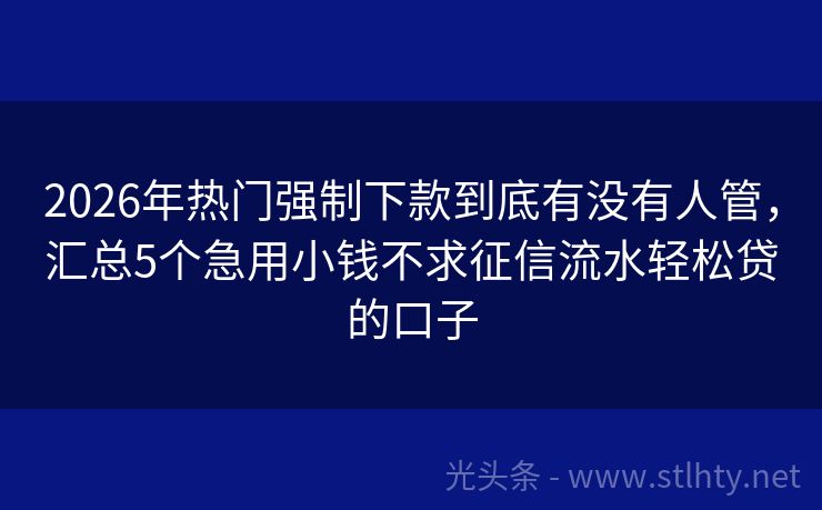 2026年热门强制下款到底有没有人管，汇总5个急用小钱不求征信流水轻松贷的口子