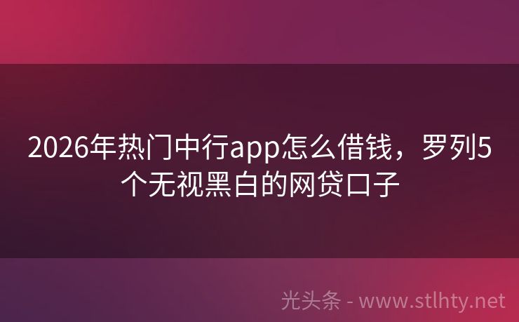 2026年热门中行app怎么借钱，罗列5个无视黑白的网贷口子