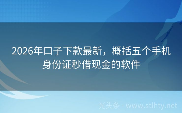 2026年口子下款最新，概括五个手机身份证秒借现金的软件