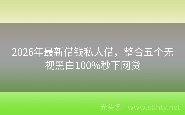 2026年最新借钱私人借，整合五个无视黑白100%秒下网贷