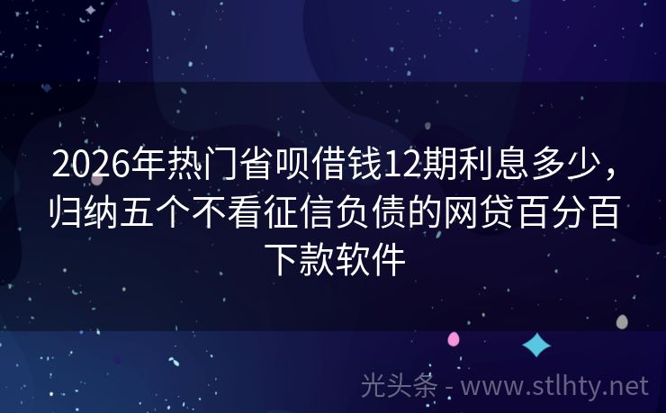 2026年热门省呗借钱12期利息多少，归纳五个不看征信负债的网贷百分百下款软件