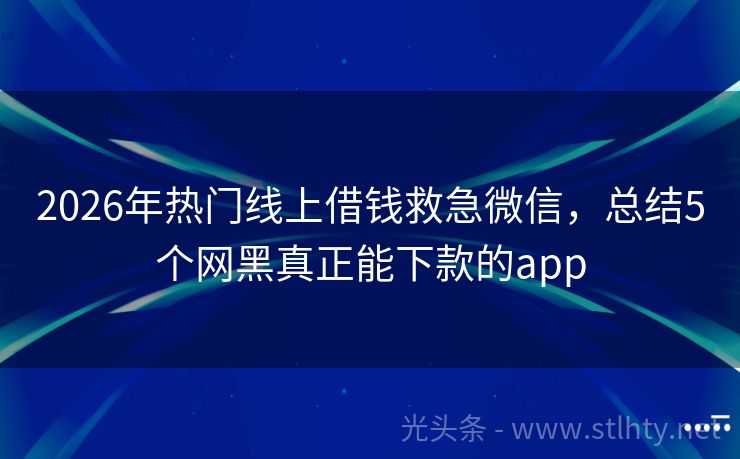2026年热门线上借钱救急微信，总结5个网黑真正能下款的app