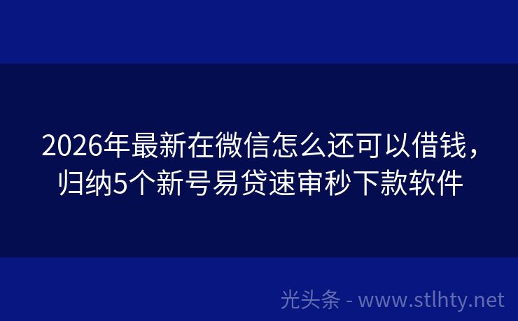 2026年最新在微信怎么还可以借钱，归纳5个新号易贷速审秒下款软件