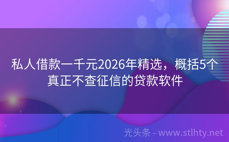 私人借款一千元2026年精选，概括5个真正不查征信的贷款软件