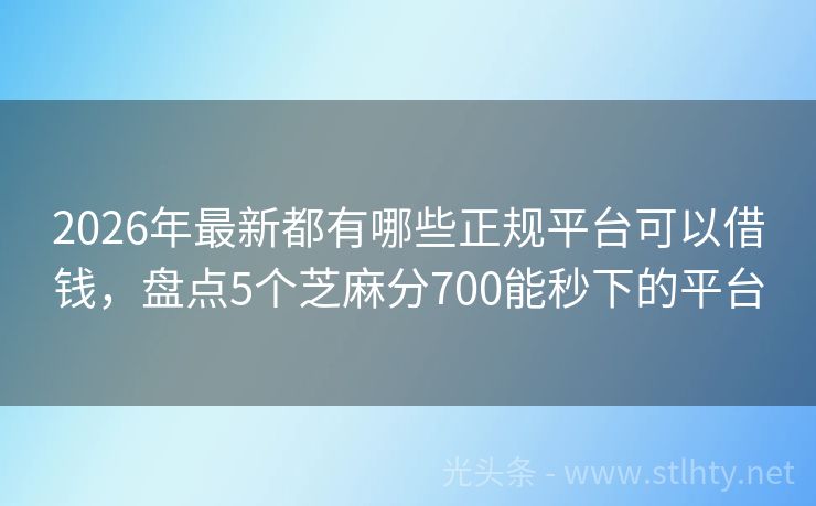 2026年最新都有哪些正规平台可以借钱，盘点5个芝麻分700能秒下的平台