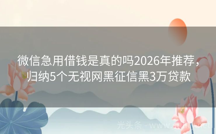 微信急用借钱是真的吗2026年推荐，归纳5个无视网黑征信黑3万贷款