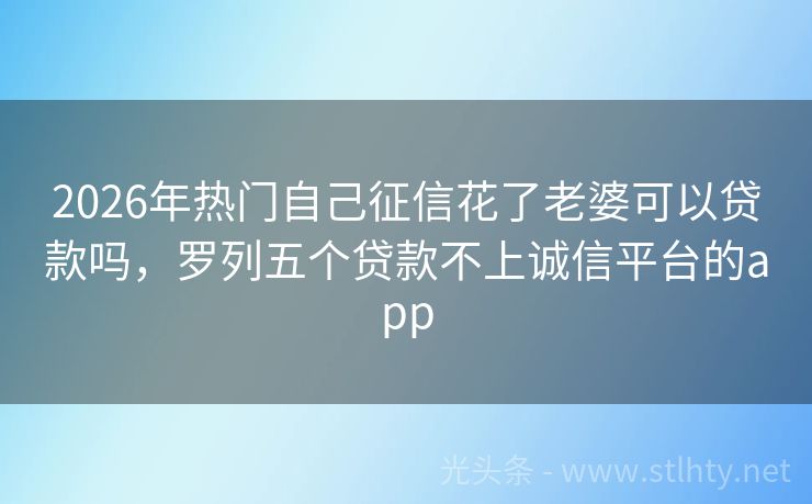 2026年热门自己征信花了老婆可以贷款吗，罗列五个贷款不上诚信平台的app