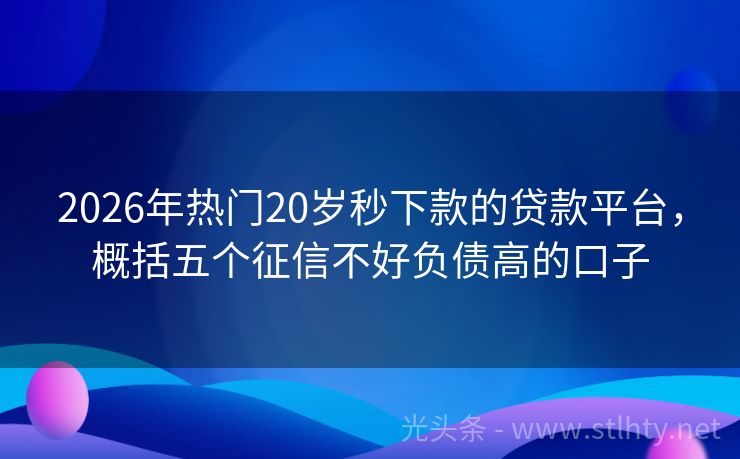 2026年热门20岁秒下款的贷款平台，概括五个征信不好负债高的口子