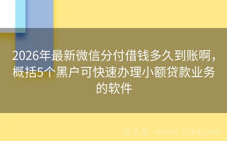 2026年最新微信分付借钱多久到账啊，概括5个黑户可快速办理小额贷款业务的软件