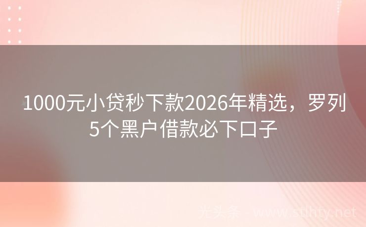 1000元小贷秒下款2026年精选，罗列5个黑户借款必下口子