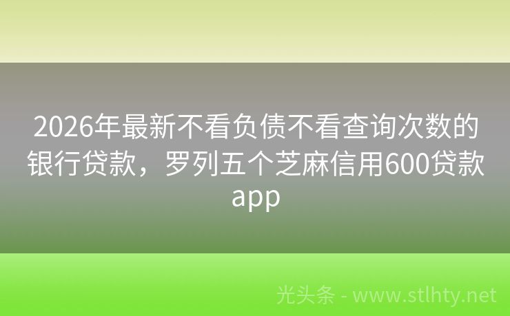 2026年最新不看负债不看查询次数的银行贷款，罗列五个芝麻信用600贷款app