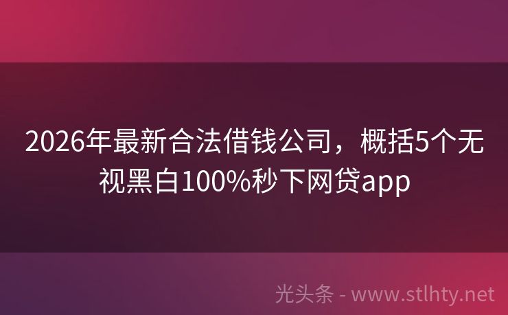 2026年最新合法借钱公司，概括5个无视黑白100%秒下网贷app