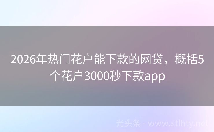 2026年热门花户能下款的网贷，概括5个花户3000秒下款app