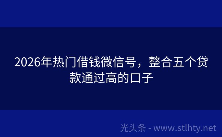 2026年热门借钱微信号，整合五个贷款通过高的口子