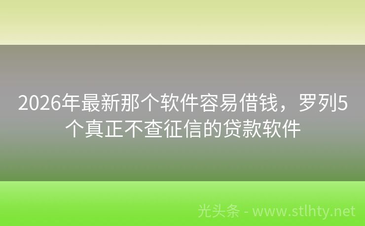 2026年最新那个软件容易借钱，罗列5个真正不查征信的贷款软件