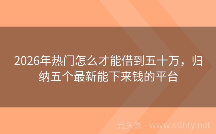 2026年热门怎么才能借到五十万，归纳五个最新能下来钱的平台