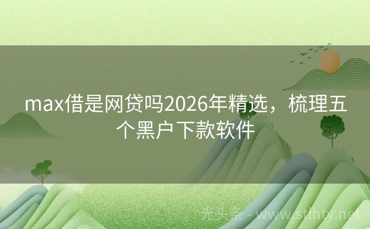 max借是网贷吗2026年精选，梳理五个黑户下款软件