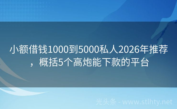 小额借钱1000到5000私人2026年推荐，概括5个高炮能下款的平台