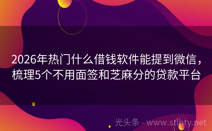 2026年热门什么借钱软件能提到微信，梳理5个不用面签和芝麻分的贷款平台