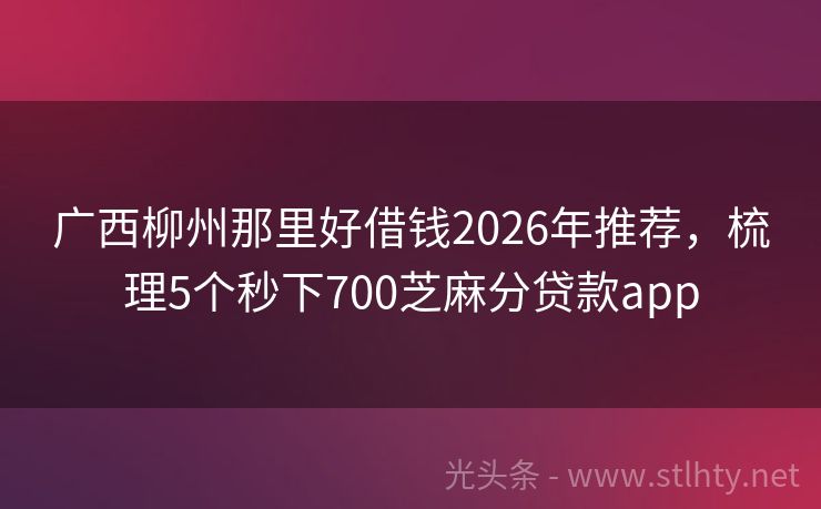 广西柳州那里好借钱2026年推荐，梳理5个秒下700芝麻分贷款app