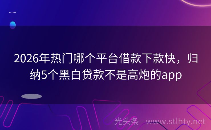 2026年热门哪个平台借款下款快，归纳5个黑白贷款不是高炮的app