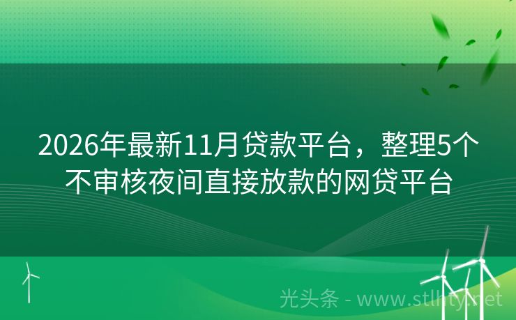2026年最新11月贷款平台，整理5个不审核夜间直接放款的网贷平台
