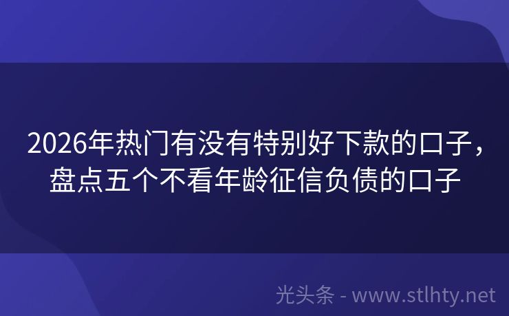 2026年热门有没有特别好下款的口子，盘点五个不看年龄征信负债的口子