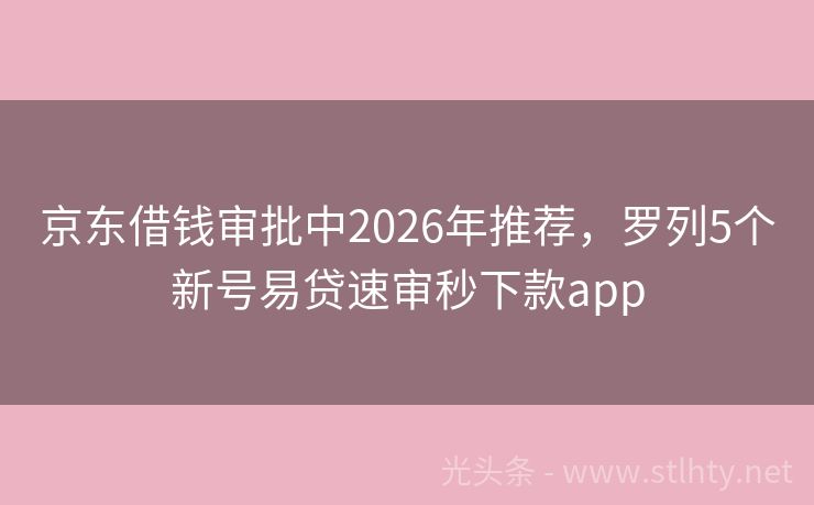 京东借钱审批中2026年推荐，罗列5个新号易贷速审秒下款app