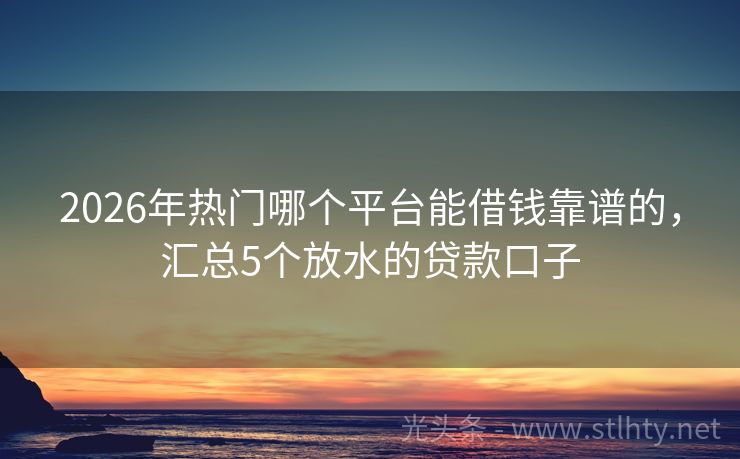 2026年热门哪个平台能借钱靠谱的，汇总5个放水的贷款口子