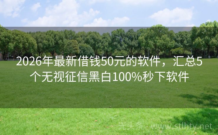 2026年最新借钱50元的软件，汇总5个无视征信黑白100%秒下软件