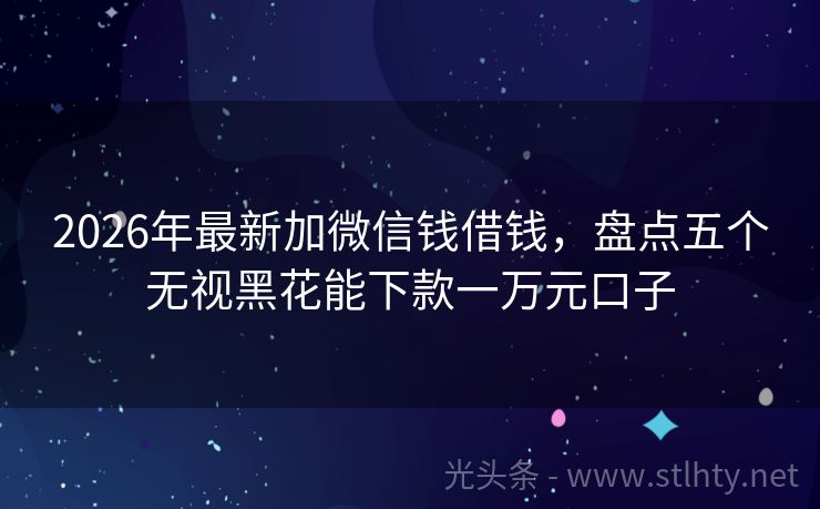 2026年最新加微信钱借钱，盘点五个无视黑花能下款一万元口子