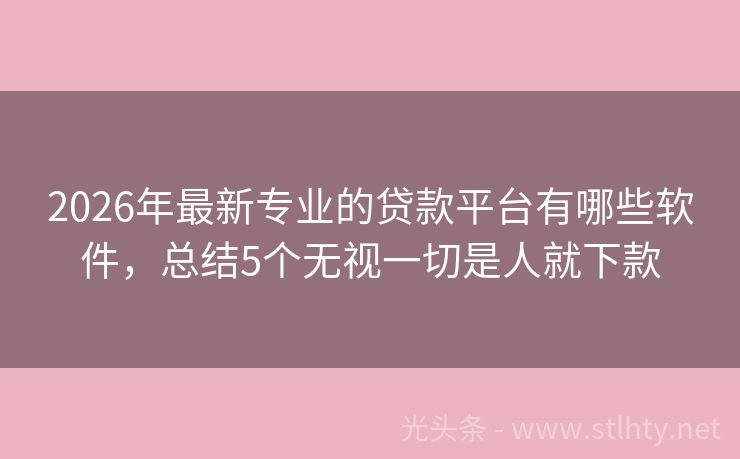 2026年最新专业的贷款平台有哪些软件，总结5个无视一切是人就下款
