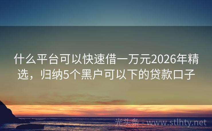 什么平台可以快速借一万元2026年精选，归纳5个黑户可以下的贷款口子