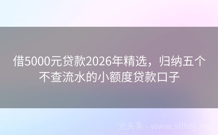借5000元贷款2026年精选，归纳五个不查流水的小额度贷款口子