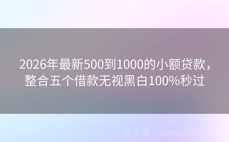 2026年最新500到1000的小额贷款，整合五个借款无视黑白100%秒过