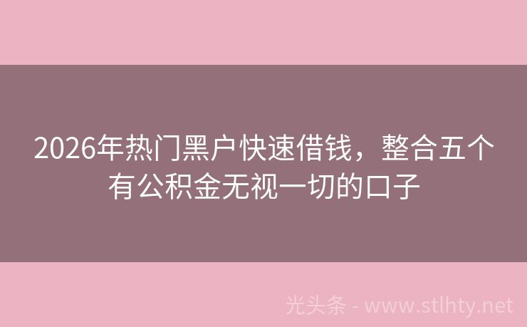 2026年热门黑户快速借钱，整合五个有公积金无视一切的口子