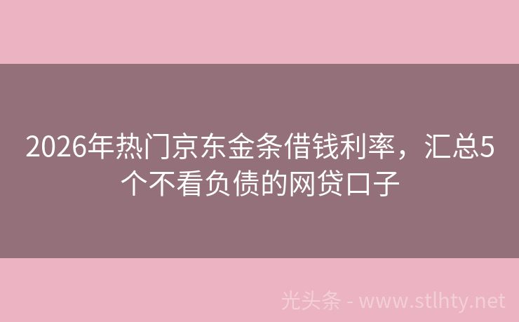 2026年热门京东金条借钱利率，汇总5个不看负债的网贷口子