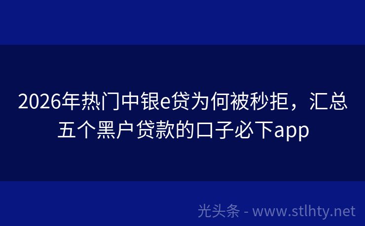 2026年热门中银e贷为何被秒拒，汇总五个黑户贷款的口子必下app