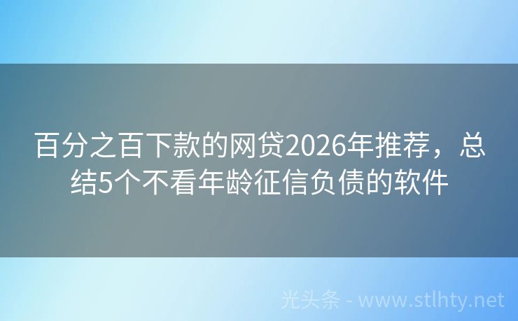 百分之百下款的网贷2026年推荐，总结5个不看年龄征信负债的软件
